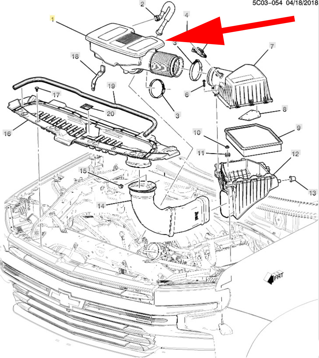 84467638 Air Cleaner Intake Duct Chevrolet Silverado Tahoe GMC Sierra Yukon 5.3L