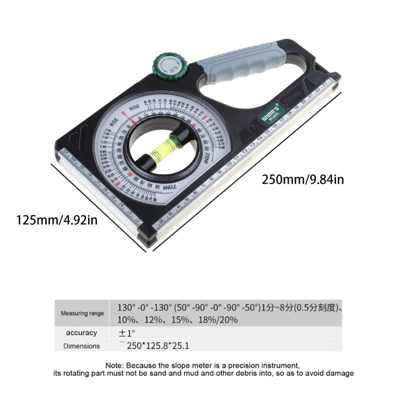 Protractor Angles Finder Inclinometer Slope Test Ruler with Bubble Woodworking