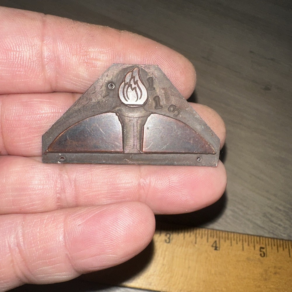 Printing Block “ Burning Flame “ Copper Face