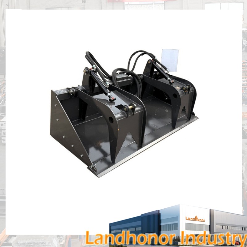 Landhonor 72'' Solid Bottom Grapple Bucket Dual Cylinder Quick Attach Attachment