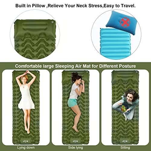 Sleeping Pad, Ultralight Inflatable Sleeping Pad for Camping, Built-in Green