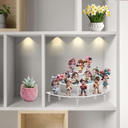 Acrylic Risers Display Stand - 3 Tier Step Display Riser- Half 1 pack Clear