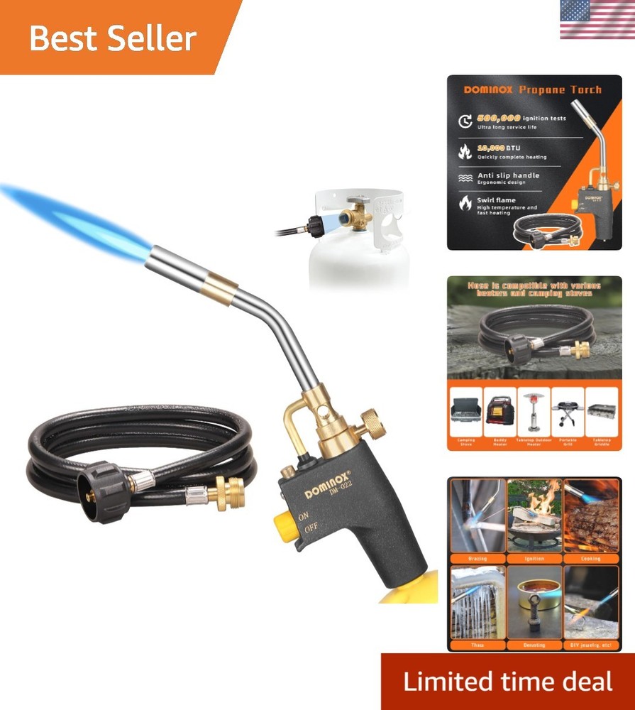 Compact Propane Torch with 5FT Hose - Efficient and Easy Ignition for All Tasks