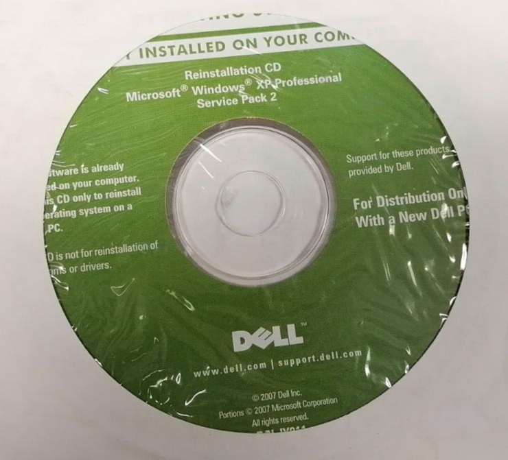 Dell Microsoft Windows XP Professional SP2 Reinstallation CD Green