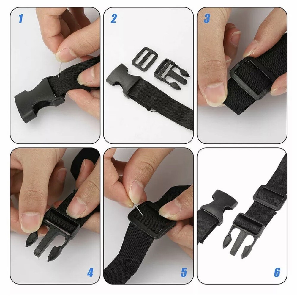 1” 6ft. nylon webbing Strap W/10 Sets Plastic buckles Side Release Clips