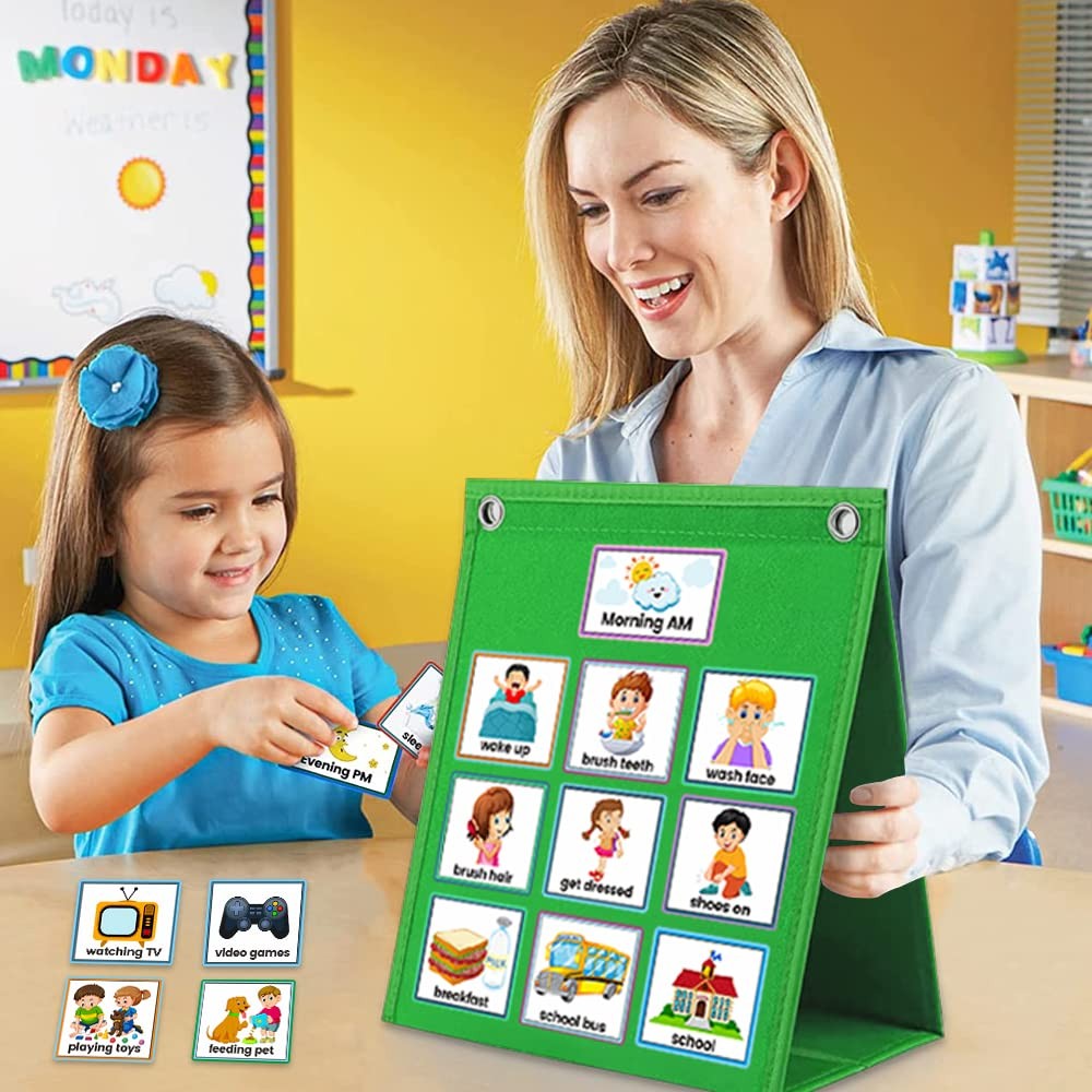 Visual Schedule Chart for Kids - Daily Routine & Autism Learning Tool Green