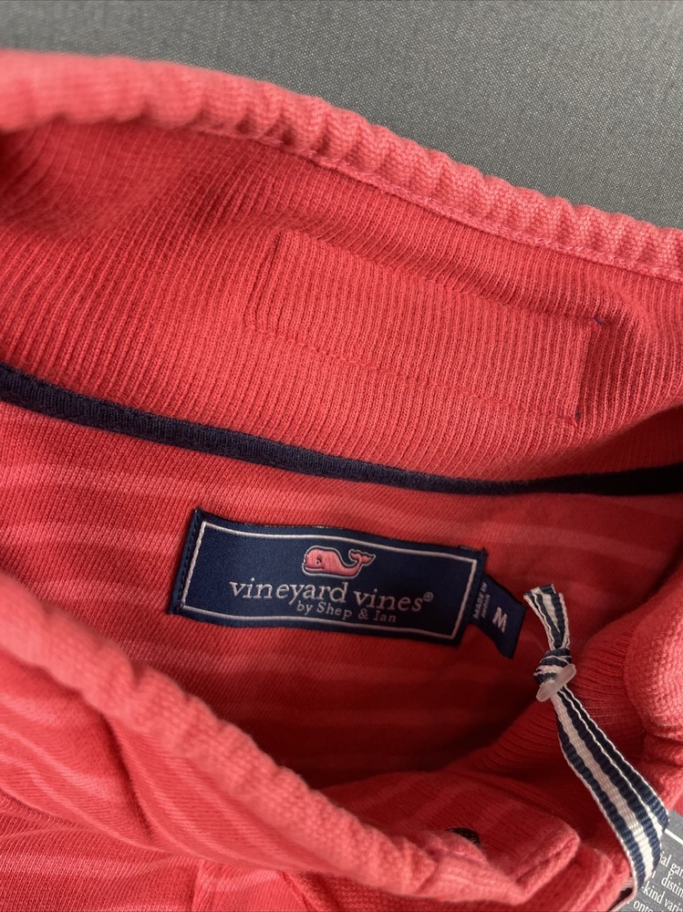 Vineyard Vines Golf Pullover Shep Shirt Medium Red Striped Cotton Polyester $128