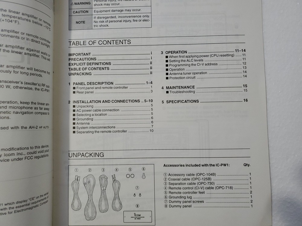 Icom IC-PW1 Linear Amplifier Instruction Manual Original 1997