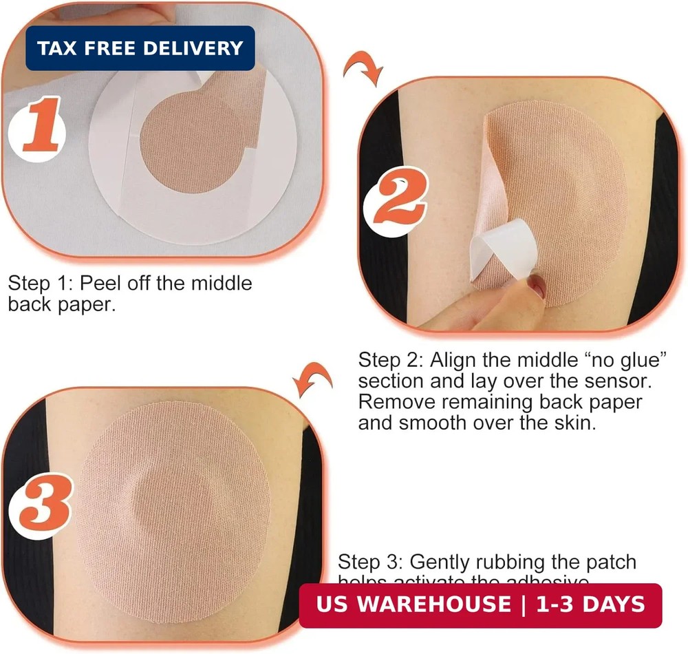 Libre Sensor Covers 25Pack Waterproof CGM Patch No Glue Center Beige