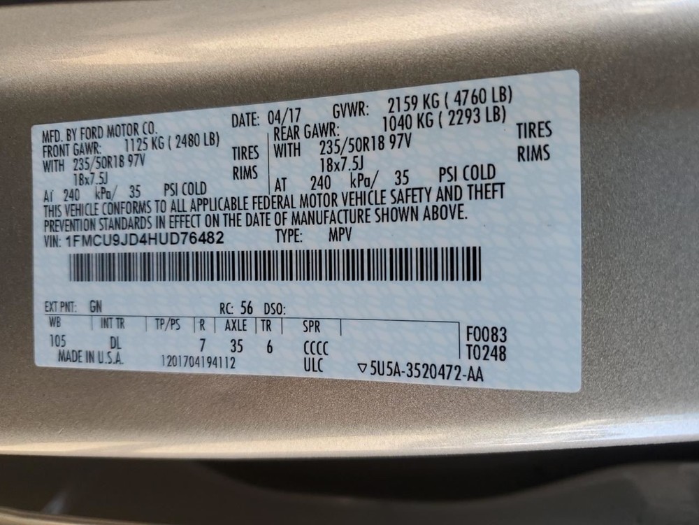 CONTROL PANEL OEM 17-19 FORD ESCAPE 1YR WRNTY