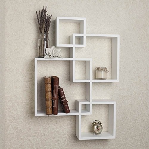 BR1023WH Decorative Wall Mount Floating Intersecting Cube Accent Wall White