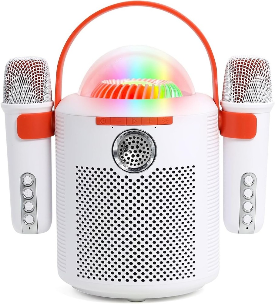 Bluetooth Karaoke Machine with Two Wireless Microphones Portable Light Speaker