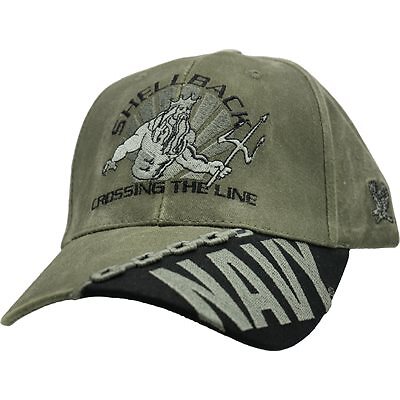US Navy Shellback Embroidered Emblem Green Baseball Cap Hat Official Licensed