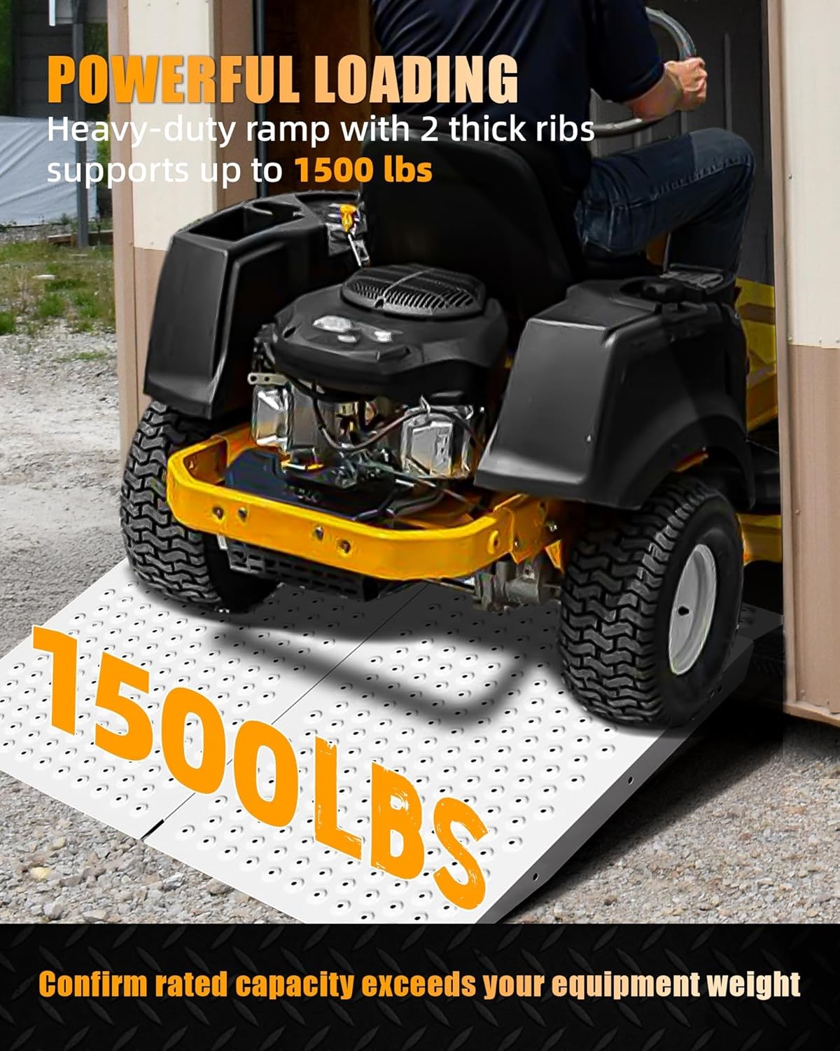 VNN 36" x 48" Shed Ramp for Riding Mower Anti-Slip Punch Plate Ramp 2PCS Slivery