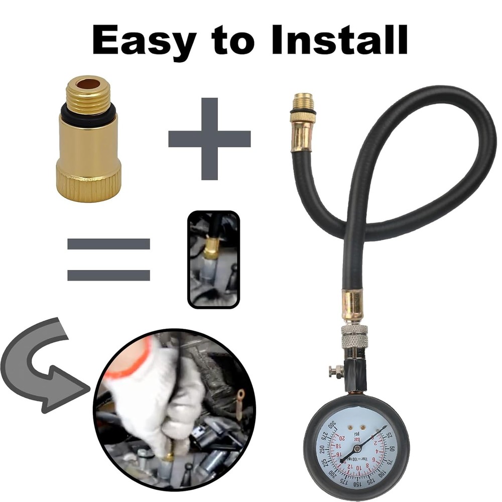14mm Spark Plug Adapter Tool Kit - Leak-Proof Compression Tester for All Engines