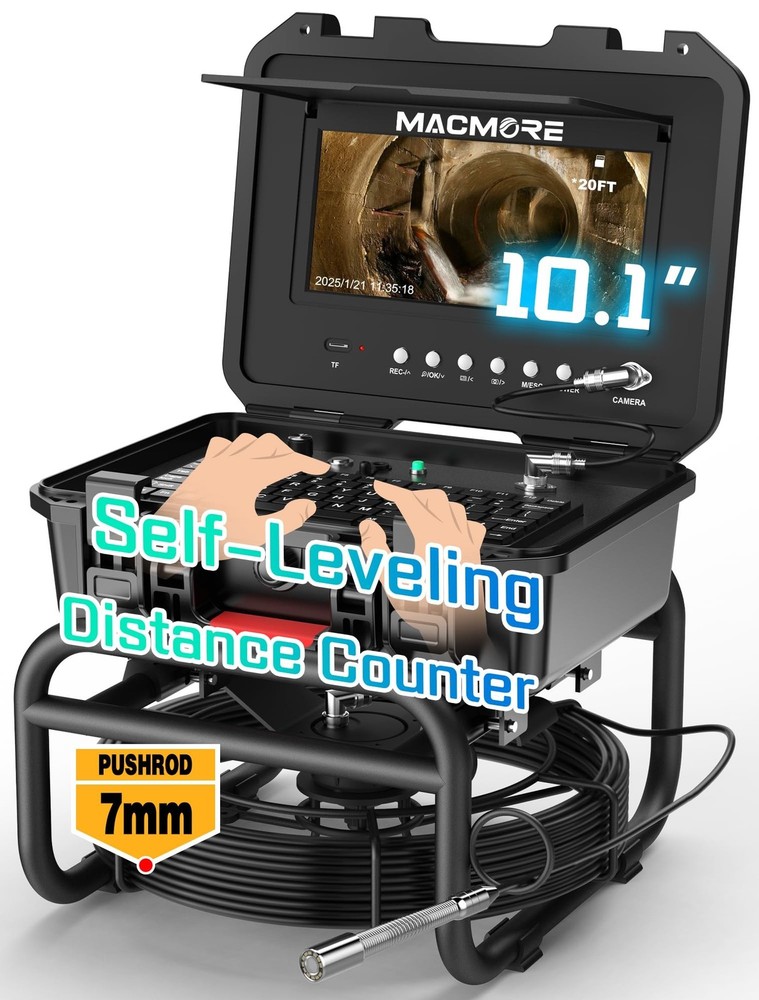 Sewer Camera Self Leveling, 7MM Thicker Pushrod, Keyboard, Distance Counter, ...