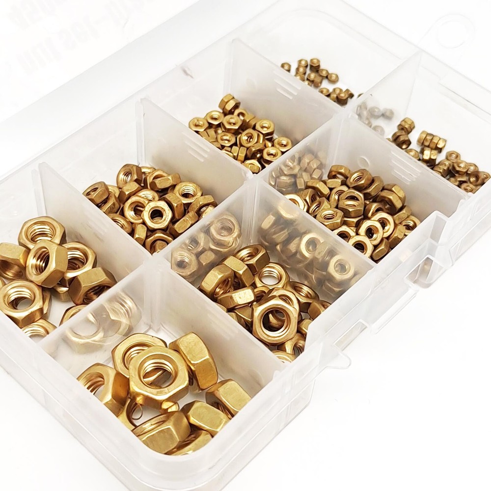 450pcs/box Mix M1.4-M6 Small Micro Hex Hexagon Nut Assortment Kit Solid Brass
