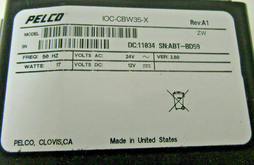 Pelco IOC-CBW35-X Pressurized Camera Module PAL
