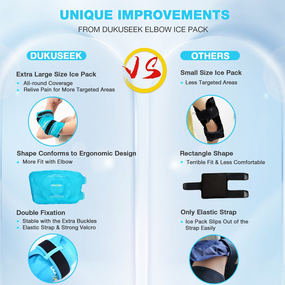 Elbow Ice Pack Wrap,Large Reusable Gel Pack with Elbow Support Hot Cold Therapy