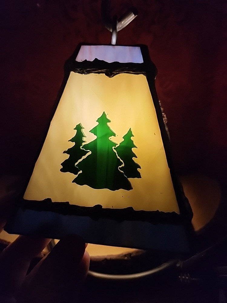 Forest Themed Stained Glass Mini Decorative Accent Night Light Read Description