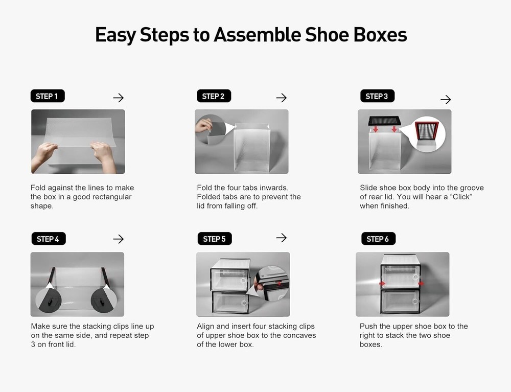 Shoe Storage Boxes Closet Organizers Clear Plastic Stackable Entryway 12 Pack US