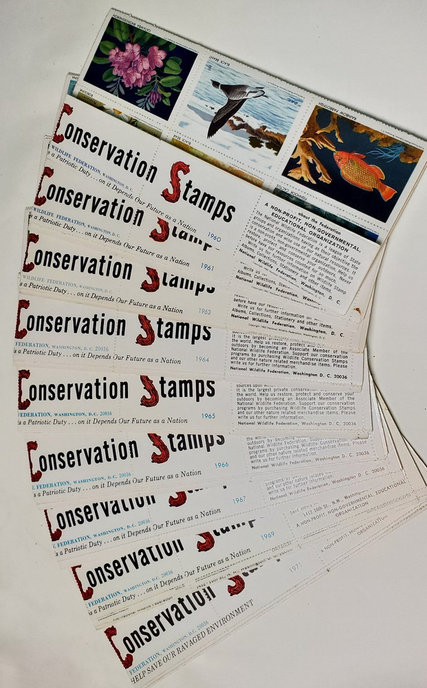 9 FULL Sheets Nat Wildlife Conservation Stamps 1960,61,63,64,65,66,67,69 & 1971