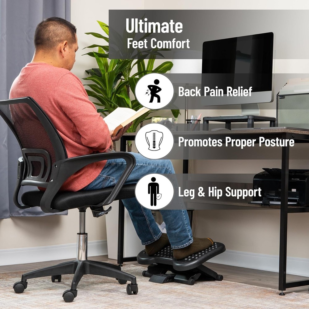 Foot Rest Under Desk at Work Ergonomic Height Adjustable Office Plastic