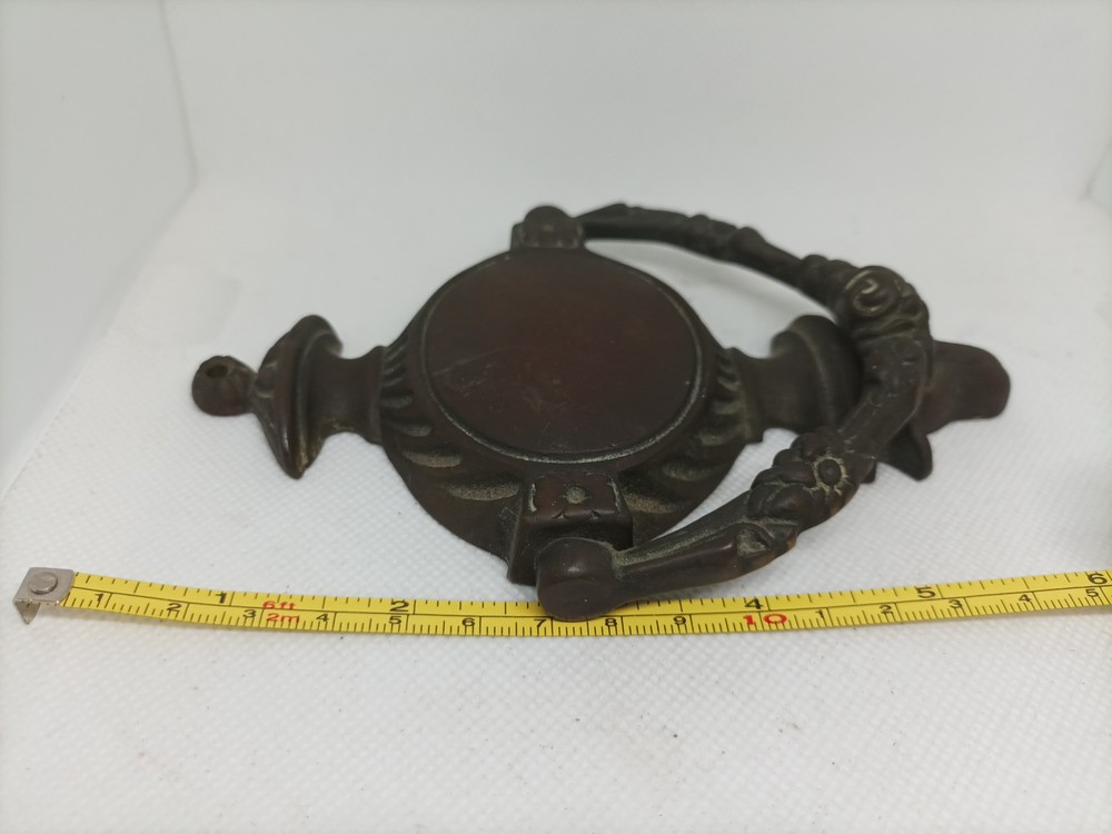 Antique Solid Brass Door Knocker Rams Head With Floral