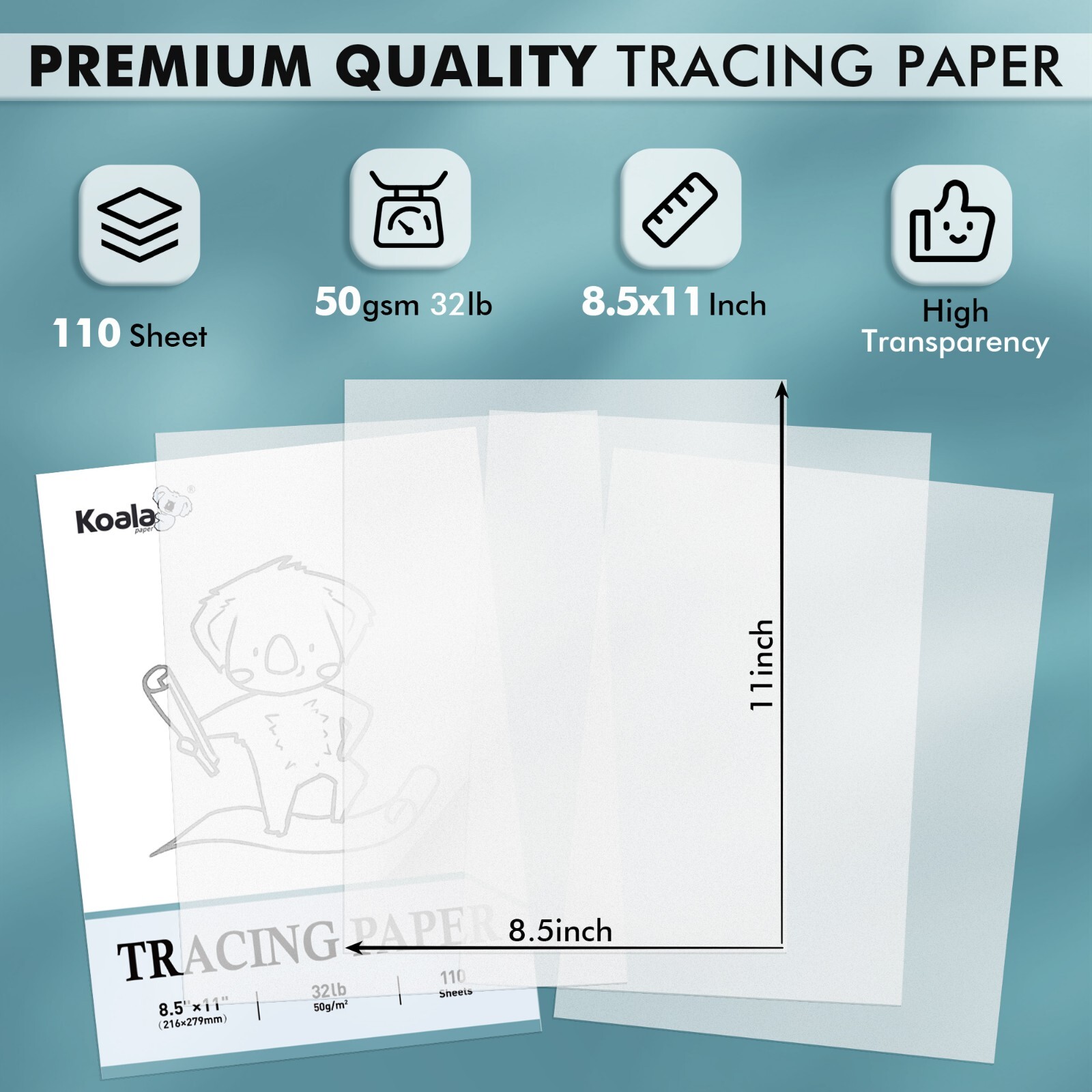 Lot 110-550 Sheets Koala Trace Paper for Drawing Sewing Craft 8.5x11 Translucent