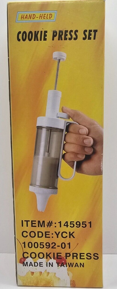 Cookie Press Set Hand-Held with 6 Nozzles and 24 Decorating Discs