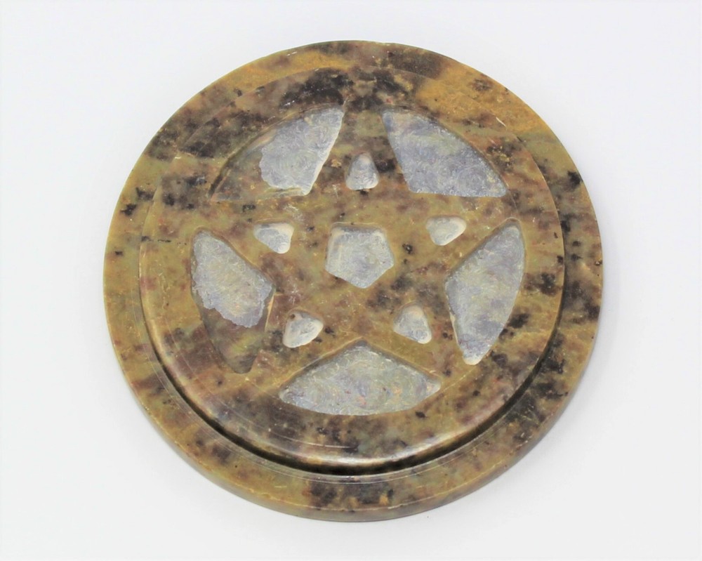 Soapstone 3" Pentagram Altar Tile: 1 Tile (Wicca Pagan Altar, Pentacle)