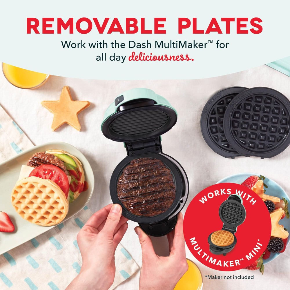 DASH MultiMaker® Mini System Two 4” Nonstick 2 Plates, Grill &