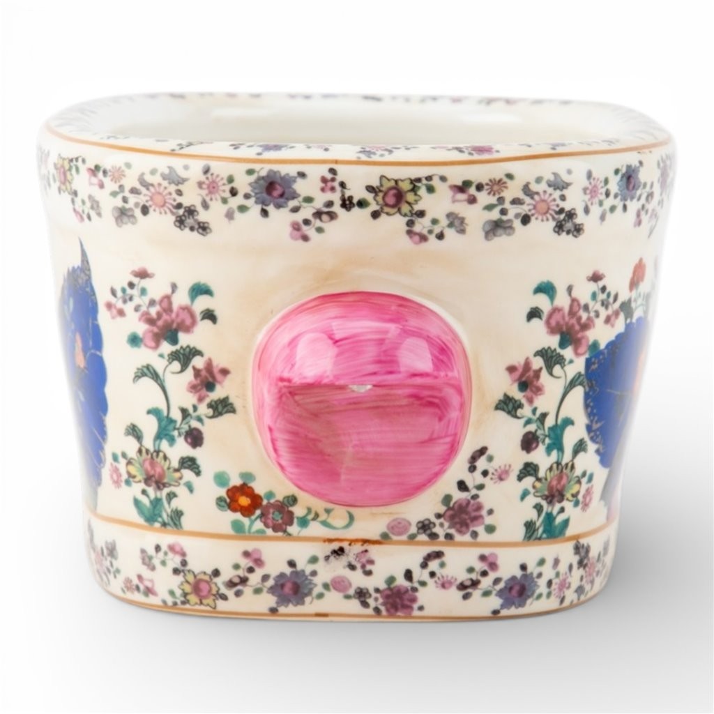 Vintage Style Small Chinese Tobacco Leaf Cachepot Planter-9.5'' x 4''H