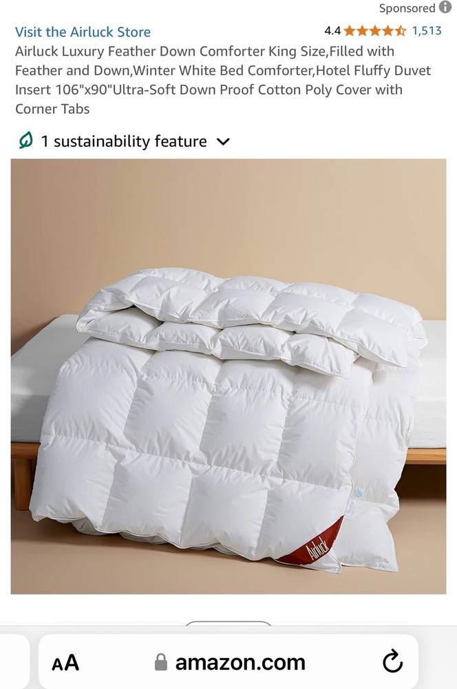 Airluck Luxury Feather Down Comforter King Size