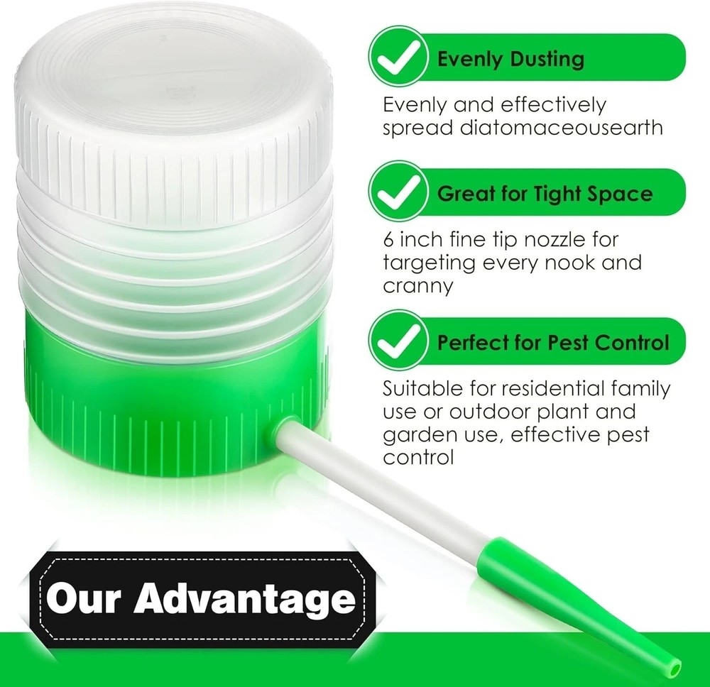 Hand Puffer Dust Insect Bedbug Roach Insect Duster With Extension Nozzle 6" NEW