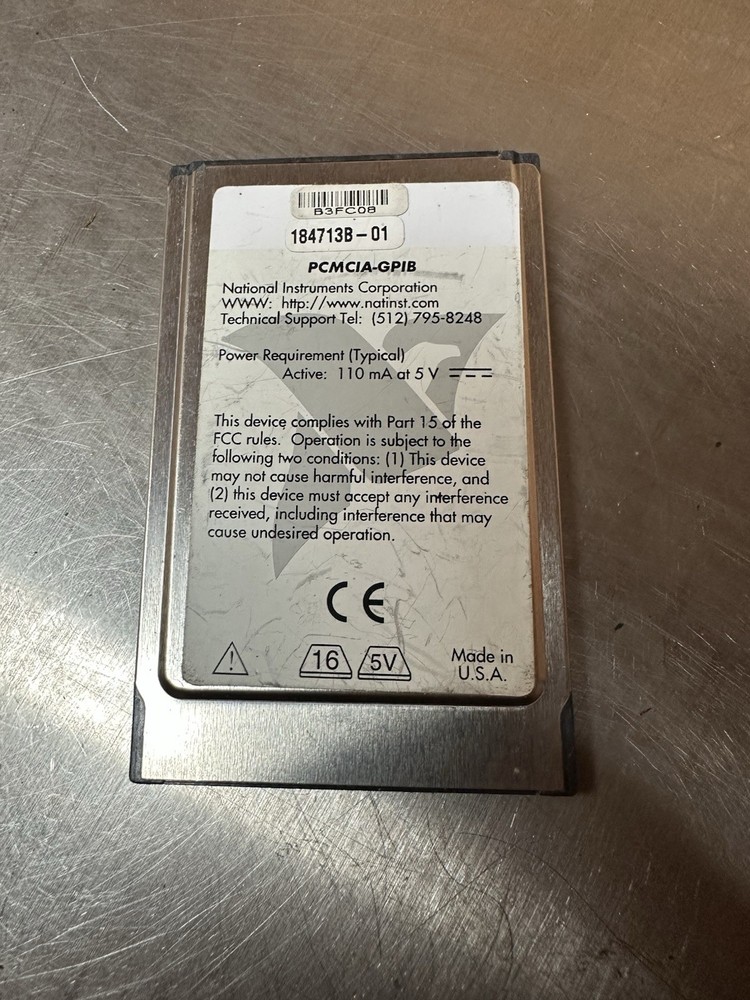 National Instruments 184713B-01 Type II, PCMCIA-GPIB Interface Card. Untested