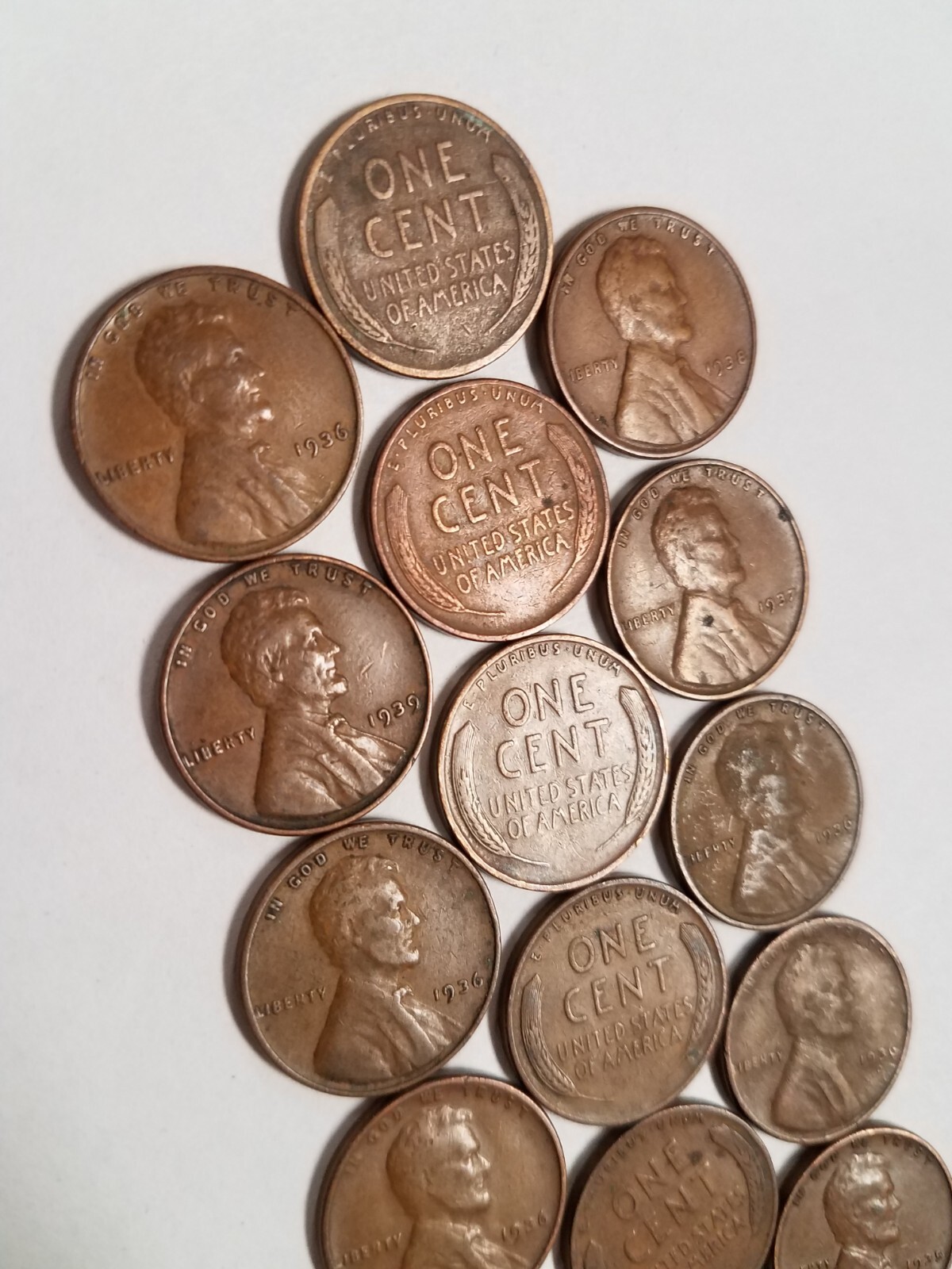 1323039M84018 LOT OF 18 WHEAT PENNIES LINCOLN CENT COINS 1930-1939 85+ YEARS OLD