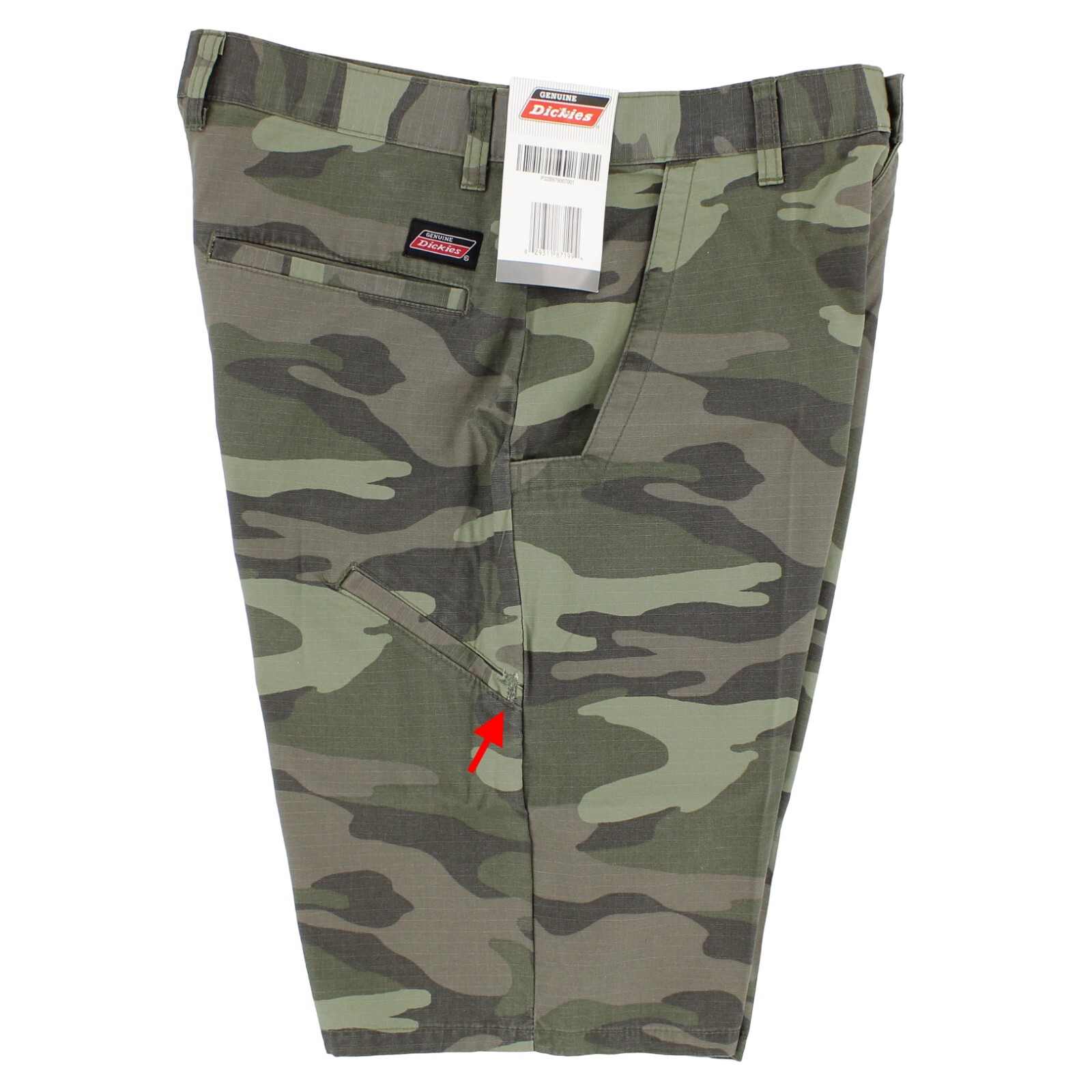 Dickies Men's Casual Shorts, Cotton Ripstop Shorts, 10.5 Inch Inseam, Green Camo