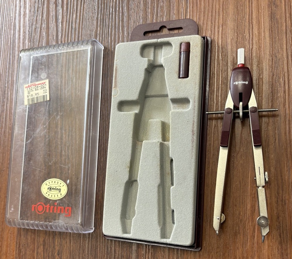 Vintage Rotring Protractor Drafting Tool With Case Made In Germany