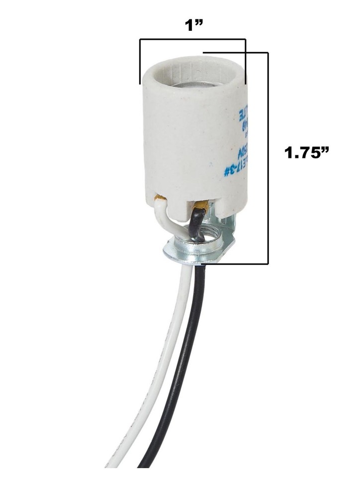 B&P Lamp Intermediate Base E17 Keyless Unglazed Porcelain Socket with Wire