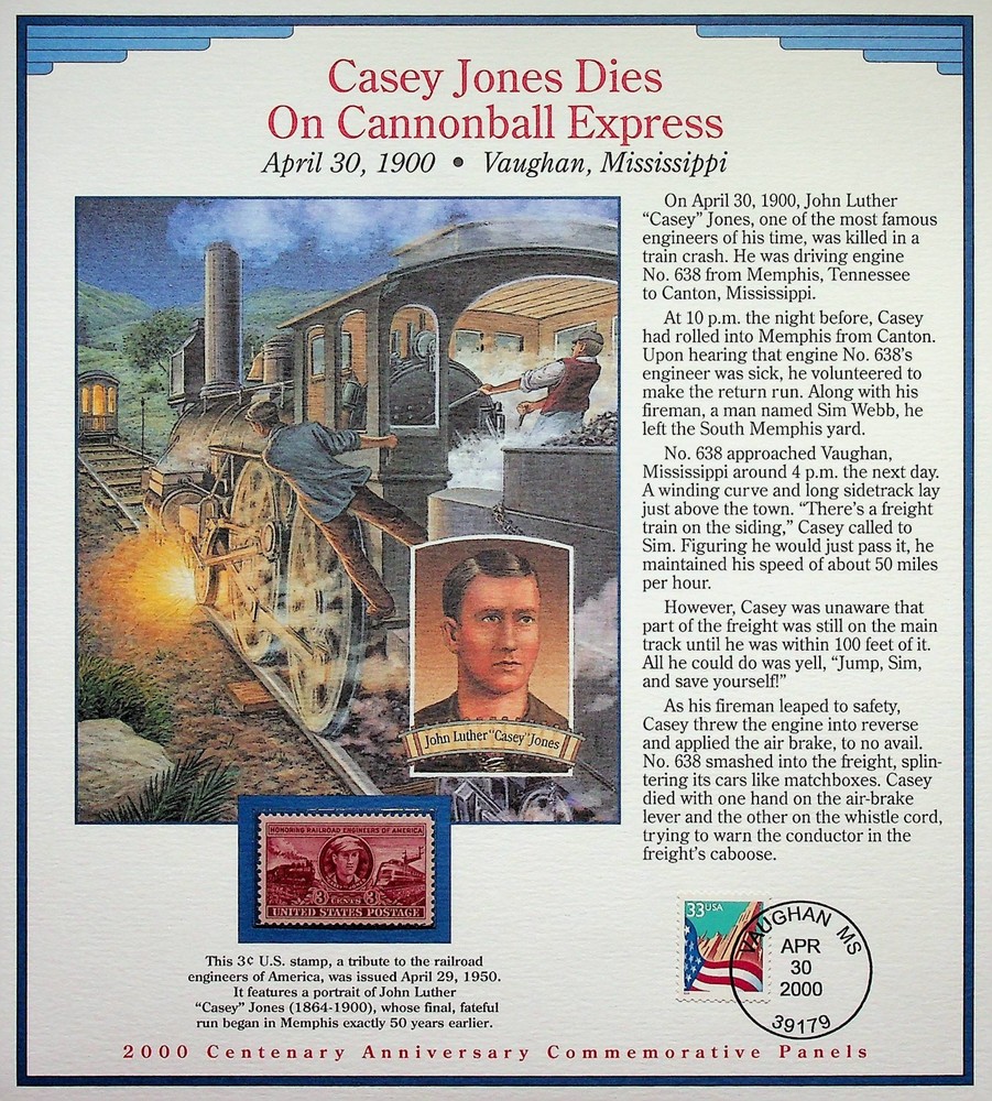 Casey Jones Cannonball Express Stamp Panel • 2000 Centenary Commemorative