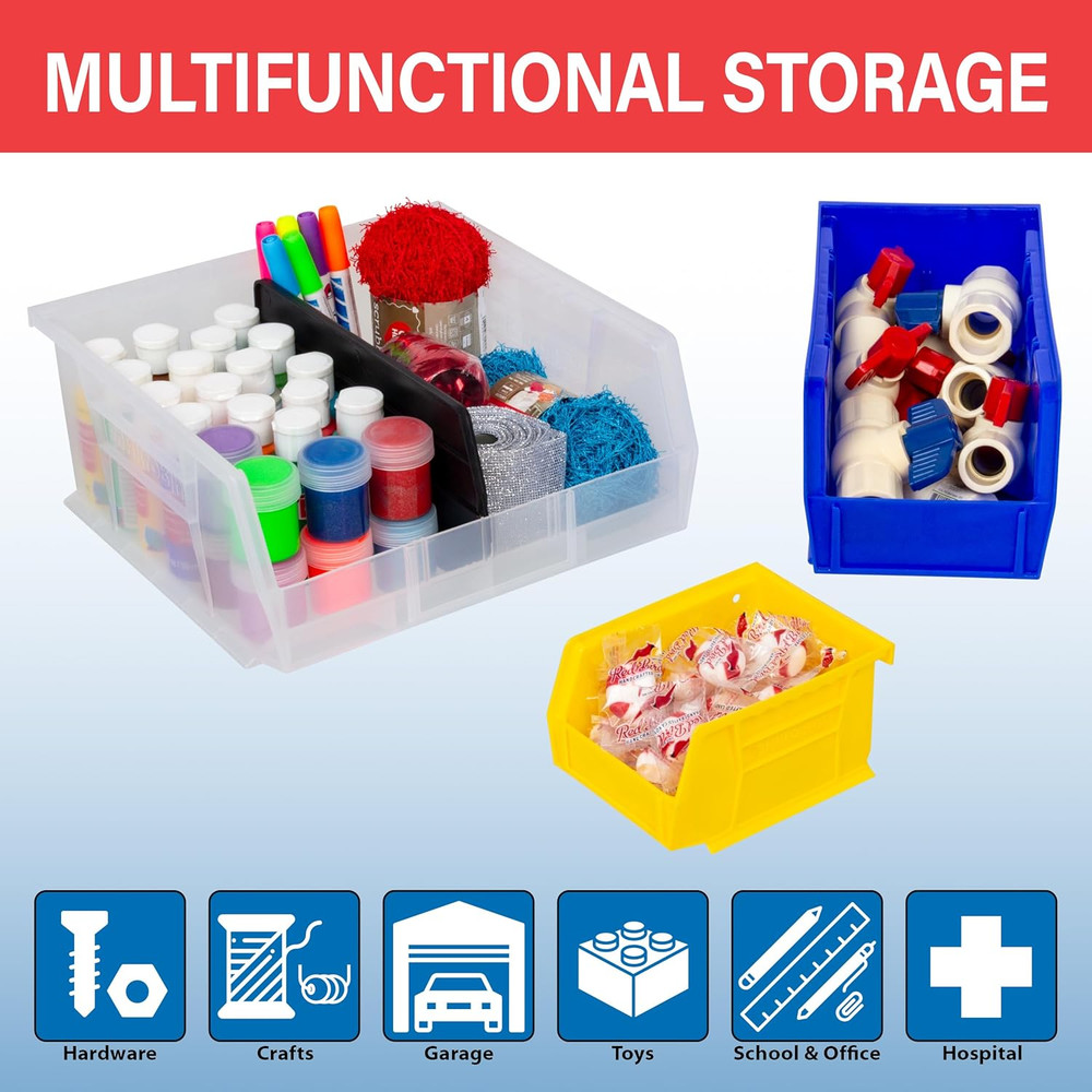 Stackable Red Storage Bins - 6-Pack for Garage & Pantry Organization