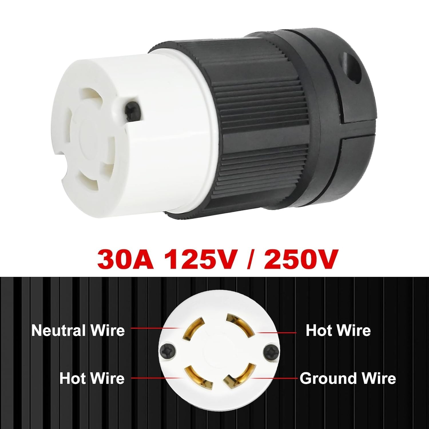 L14-30R 30 Amps 125/250V 4 Prong Generator Twist Locking Plug Connector Female