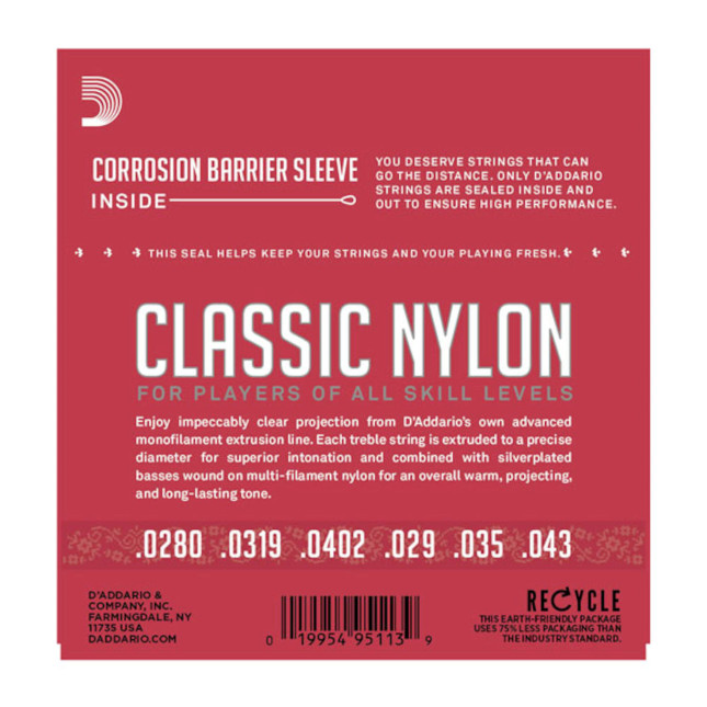 D'Addario EJ27N Student Nylon Classical Guitar Strings normal tension