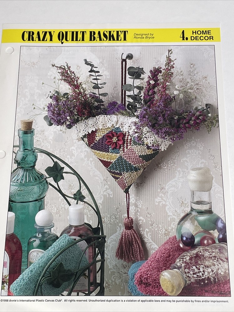 Crazy Quilt Basket Annie's Plastic Canvas Pattern