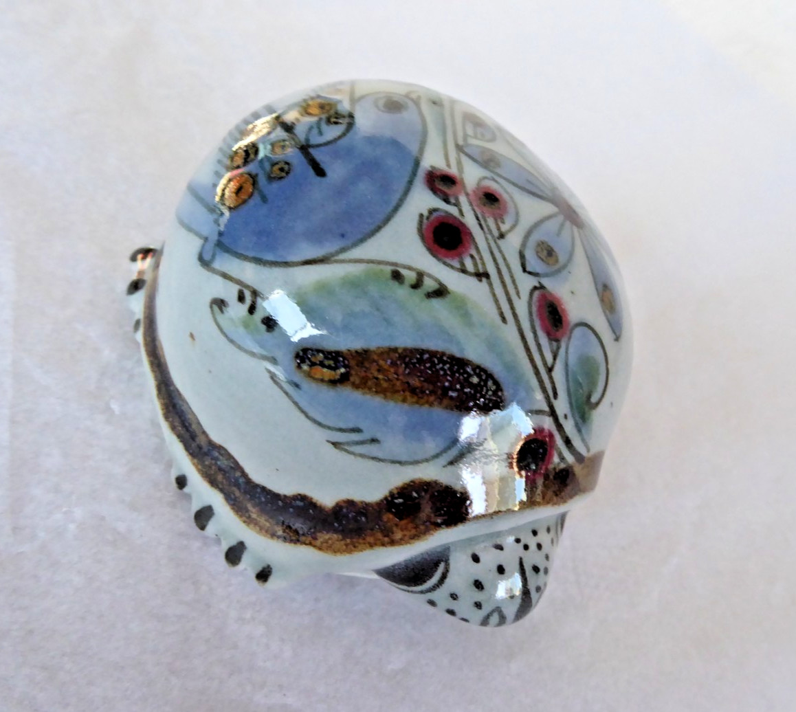 Fred & Barbara Meiers Vintage Hand Painted Ceramic Turtle Figurine Mexico KE 3.5