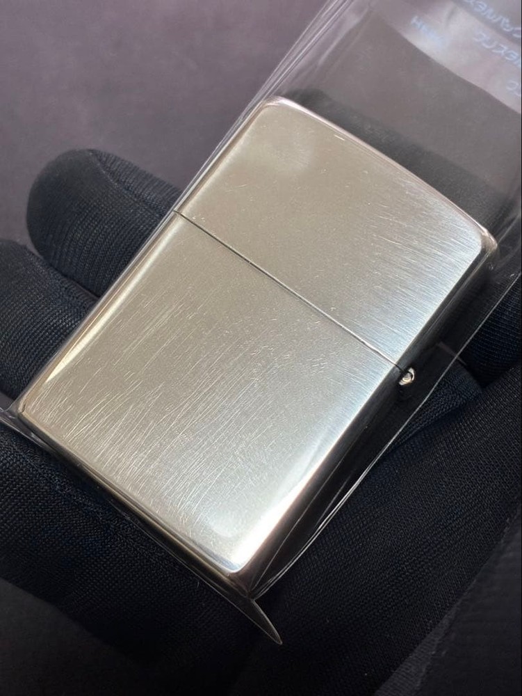 Zippo Silver Etching Engraved One Sided Processing Lighter Regular Japan