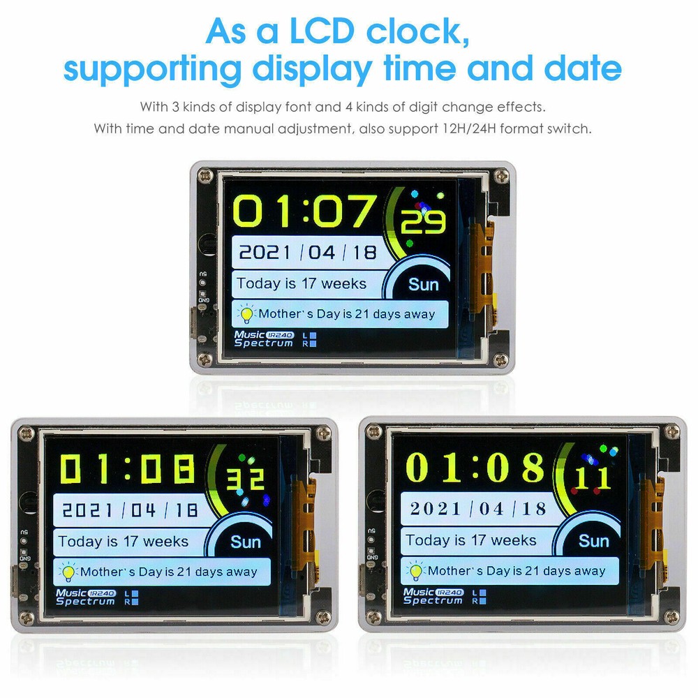 MIC LINE Sound Level Meter Stereo Music Spectrum Visualizer Audio Display Clock
