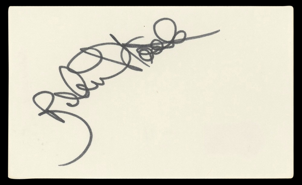 Robert Stack Airplane! Authentic Signed 3x5 Index Card Autographed BAS #BL96877