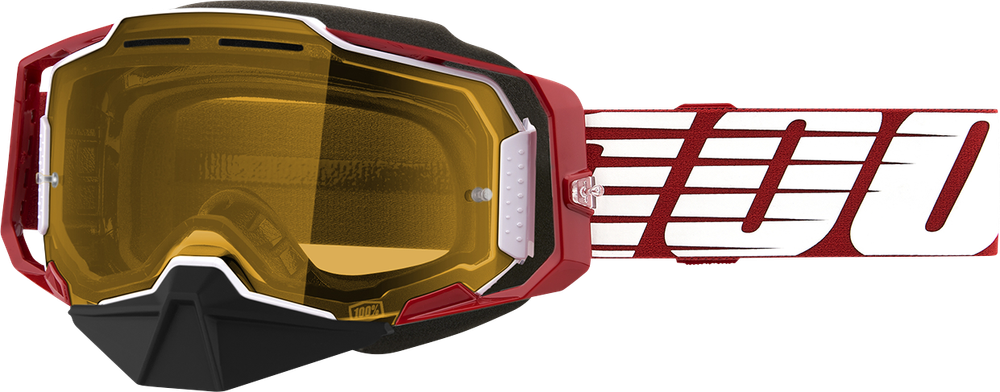 100% Armega Snow Goggles - Oversized Red - Yellow